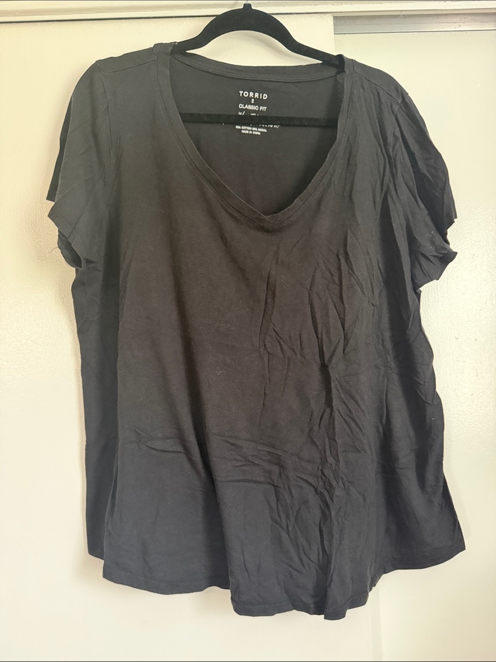 torrid Black V-Neck Short Sleeve Tee - Relaxed Fit